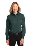 Port Authority Ladies Long Sleeve Button Up Dark Green Navy Custom Embroidered L608