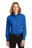 Port Authority Ladies Long Sleeve Button Up Strong Blue Custom Embroidered L608