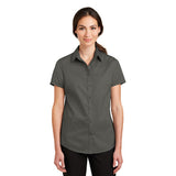 Port Authority Ladies Short Sleeve SuperPro Twill Shirt Sleeve Custom Embroidered L664 Sterling Grey