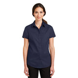 Port Authority Ladies Short Sleeve SuperPro Twill Shirt Sleeve Custom Embroidered L664 True Navy