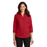 Port Authority Ladies Three Quarter Sleeve SuperPro Twill Shirt Sleeve Custom Embroidered L665 Rich Red