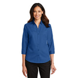 Port Authority Ladies Three Quarter Sleeve SuperPro Twill Shirt Sleeve Custom Embroidered L665 True Blue