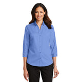 Port Authority Ladies Three Quarter Sleeve SuperPro Twill Shirt Sleeve Custom Embroidered L665 Ultramarine Blue