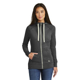 New Era Ladies Sueded Cotton Blend Full Zip Hoodie Custom Embroidered LNEA122 Black Heather