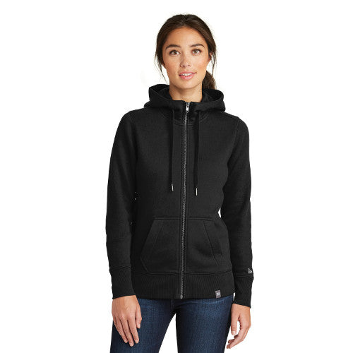 New Era Ladies French Terry Full Zip Hoodie Custom Embroidered LNEA502 Black