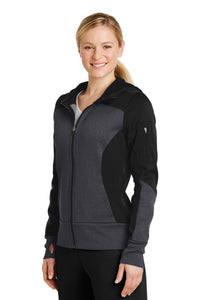 Sport Tek Fleece Colorblock Full Zip Jacket Black White Custom Embroidered LST245