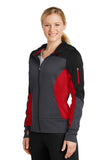 Sport Tek Fleece Colorblock Full Zip Jacket Black Red Custom Embroidered LST245