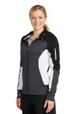 Sport Tek Fleece Colorblock Full Zip Jacket Black White Custom Embroidered LST245