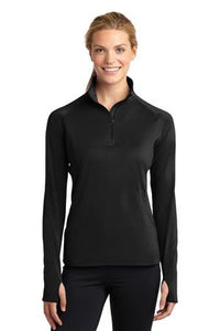 Sport Tek Ladies Half Zip Stretch Pullover Black Custom Embroidered LST850