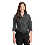 Port Authority Ladies Three Quarter Sleeve Carefree Poplin Shirt Custom Embroidered LW102 Graphite