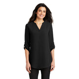 Port Authority Ladies Three Quarter Sleeve Tunic Blouse Custom Embroidered LW701 Black