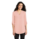 Port Authority Ladies Three Quarter Sleeve Tunic Blouse Custom Embroidered LW701 Rose Quartz