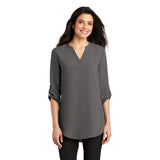 Port Authority Ladies Three Quarter Sleeve Tunic Blouse Custom Embroidered LW701 Sterling Grey