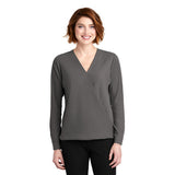 Port Authority Ladies Wrap Blouse Custom Embroidered LW702 Steeling Grey