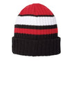 New Era Ribbed Tailgate Beanie Custom Embroidered NE903 Red Black