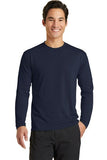 Port Company Long Sleeve Performance Tee Custom Embroidered PC381LS Navy