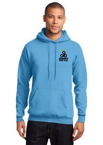 Port Company Pullover Hooded Sweatshirt Aquatic Blue Custom Embroidered PC78H
