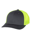 Richardson Fitted Trucker With R Flex Hat Custom Embroidered 110 Neon Yellow Charcoal