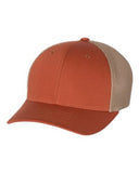 Richardson Fitted Trucker With R Flex Hat Custom Embroidered 110 Dark Orange Khaki