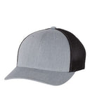 Richardson Fitted Trucker With R Flex Hat Custom Embroidered 110 Heather Grey Black