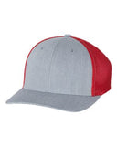 Richardson Fitted Trucker With R Flex Hat Custom Embroidered 110 Heather Grey Red