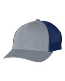 Richardson Fitted Trucker With R Flex Hat Custom Embroidered 110 Heather Grey Royal