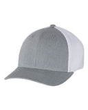 Richardson Fitted Trucker With R Flex Hat Custom Embroidered 110 Heather Grey White
