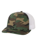 Richardson Patterned Snapback Trucker Hat Custom Embroidered 112P Army Camo White