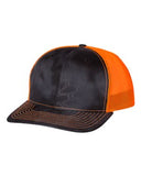 Richardson Patterned Snapback Trucker Hat Custom Embroidered 112P Typone Neon Orange