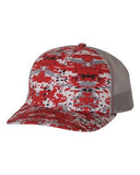 Richardson Patterned Snapback Trucker Hat Custom Embroidered 112P Red camo Charcoal