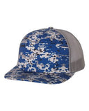 Richardson Patterned Snapback Trucker Hat Custom Embroidered 112P Royal Camo Charcoal