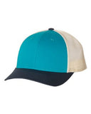 Richardson Patterned Low Profile Trucker Hat Custom Embroidered 115 teal Birch Navy