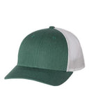 Richardson Patterned Low Profile Trucker Hat Custom Embroidered 115 Heather Dark Green Silver
