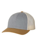 Richardson Patterned Low Profile Trucker Hat Custom Embroidered 115 Heather Grey Birch Amber Gold