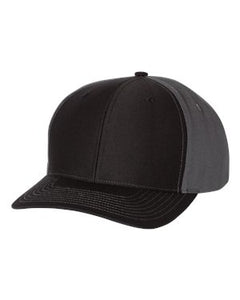 Richardson Twill Back Trucker Hat Custom Embroidered 312 Black Charcoal
