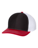 Richardson Twill Back Trucker Hat Custom Embroidered 312 Black White Red