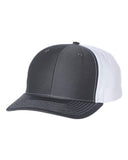 Richardson Twill Back Trucker Hat Custom Embroidered 312 Charcoal white