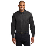 Port Authority Extended Size Long Sleeve Easy Care Shirt Button Up Custom Embroidered S608ES Black Light Stone