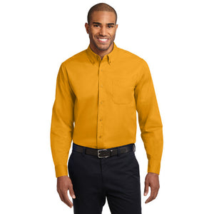 Port Authority Extended Size Long Sleeve Easy Care Shirt Button Up Custom Embroidered S608ES Athletic Gold