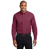 Port Authority Extended Size Long Sleeve Easy Care Shirt Button Up Custom Embroidered S608ES Burgundy Light Stone