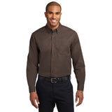 Port Authority Extended Size Long Sleeve Easy Care Shirt Button Up Custom Embroidered S608ES Coffee Bean Light Stone