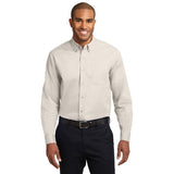 Port Authority Extended Size Long Sleeve Easy Care Shirt Button Up Custom Embroidered S608ES Light Stone Classic Navy