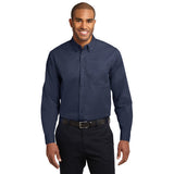 Port Authority Extended Size Long Sleeve Easy Care Shirt Button Up Custom Embroidered S608ES Navy Light STone