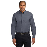 Port Authority Extended Size Long Sleeve Easy Care Shirt Button Up Custom Embroidered S608ES Steel Grey Light Stone