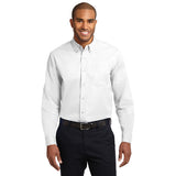 Port Authority Extended Size Long Sleeve Easy Care Shirt Button Up Custom Embroidered S608ES White Light Stone