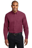 Port Authority Long Sleeve Button Up Shirt Maroon Custom Embroidered S608