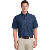 Port Company Short Sleeve Value Denim Shirt Custom Embroidered SP11 Ink Blue