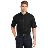 Cornerstone Short Sleeve Twill Button Polo Black Custom Embroidered BC3909