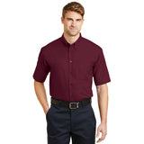 Cornerstone Short Sleeve Twill Button Polo Burgundy Custom Embroidered BC3909