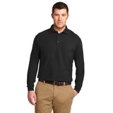 Port Authority Tall Silk Touch Polo Long Sleeve Custom Embroidered TLK500LS Black